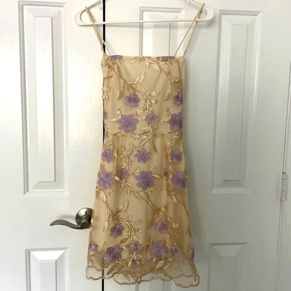 Lucy in the Sky— Bodycon Mini Dress— Gold & Purple- Size xs— Homecoming— hoco - Picture 5 of 7